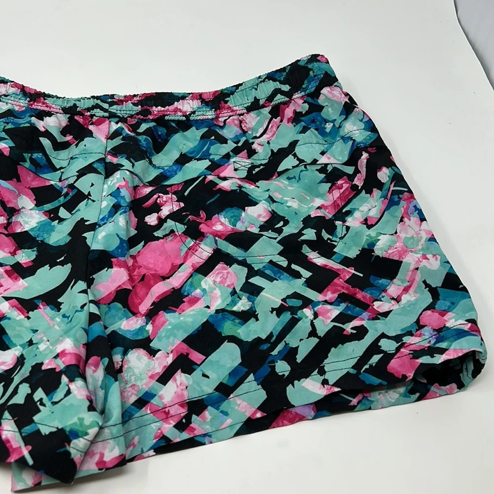 Fabletics Black Blue Pink Athletic Running Shorts Size Large Excellent Condition